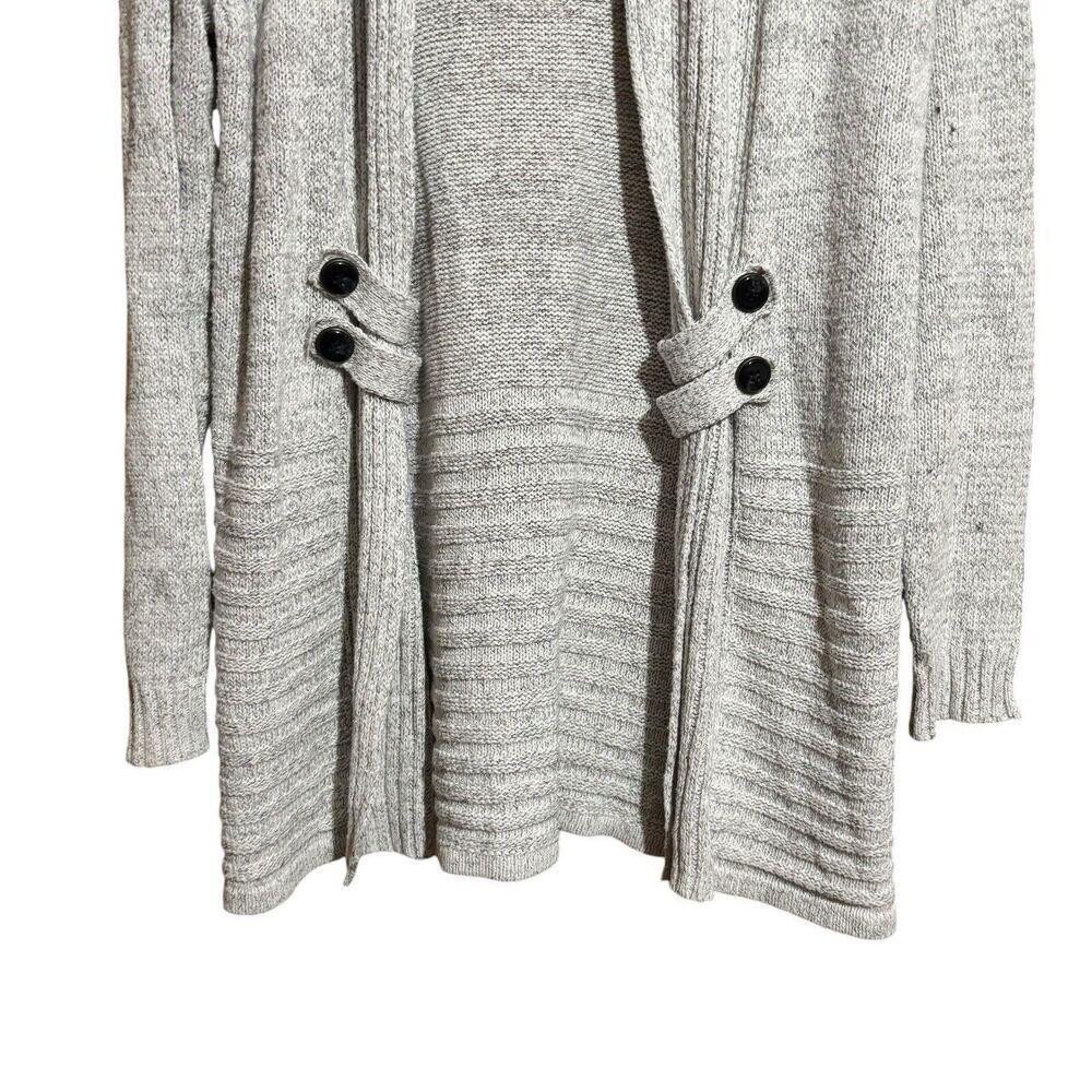 APT 9 Cardigan Womens Medium Gray Wool Blend Chunky Knit Open Sweater - Picture 4 of 9